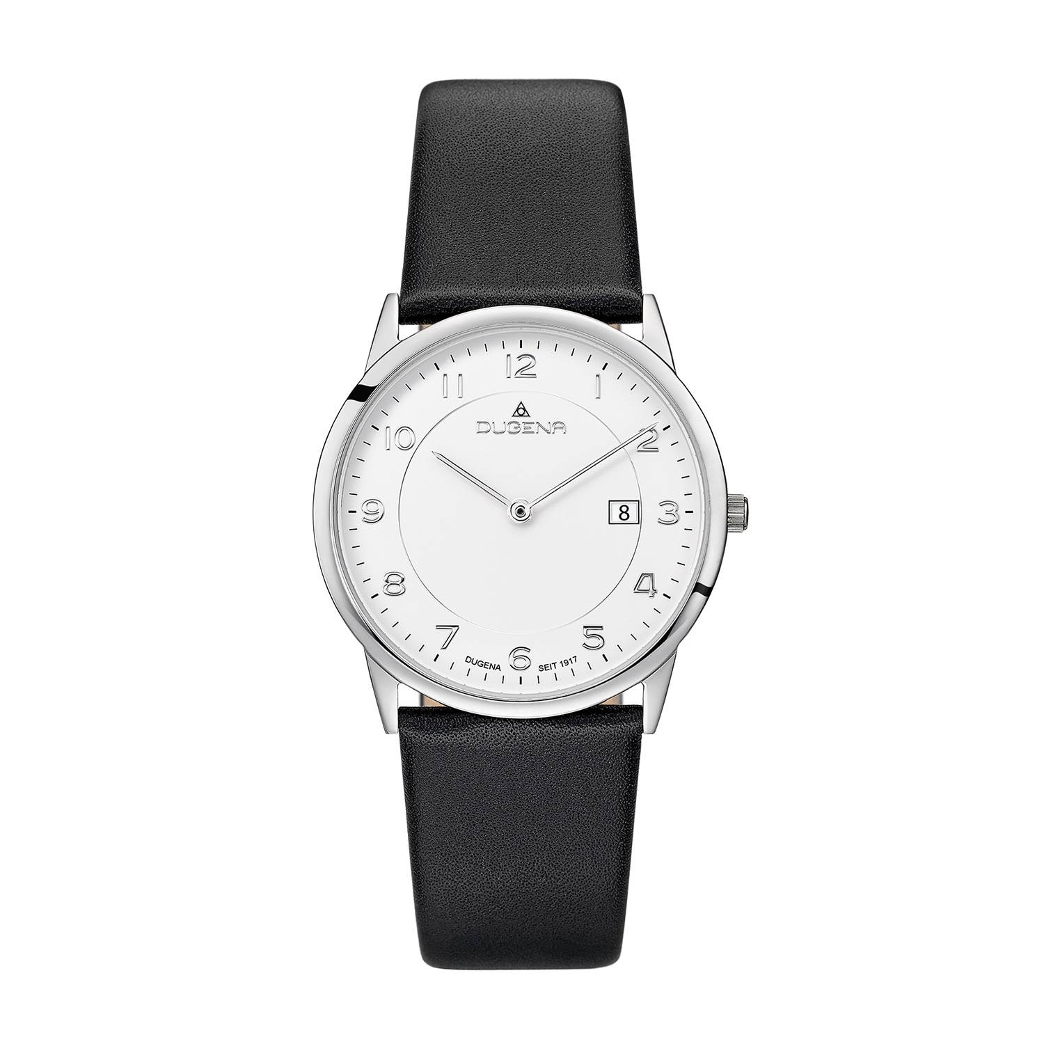 Dugena Herrenuhr Modena XL, Quarz, Edelstahl, Mineralglas, Lederarmband, 3 bar