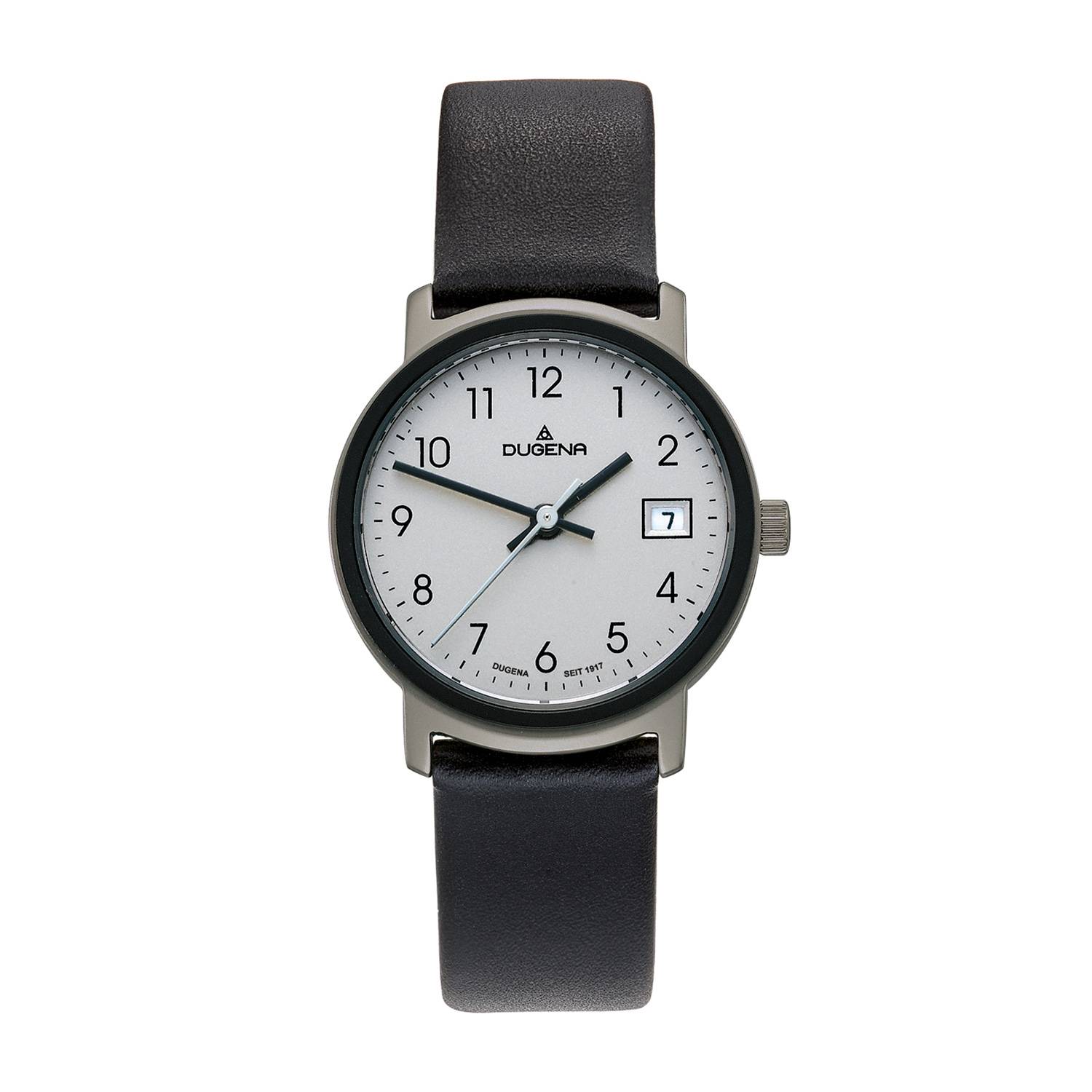 Dugena Damenuhr Nero, Quarz, Edelstahlgehäuse, Mineralglas, Lederarmband, 5 bar