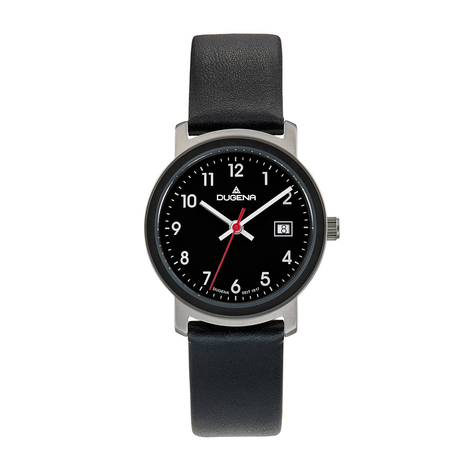 Dugena Damenuhr Nero, Quarz, Edelstahlgehäuse, Mineralglas, Lederarmband, 5 bar