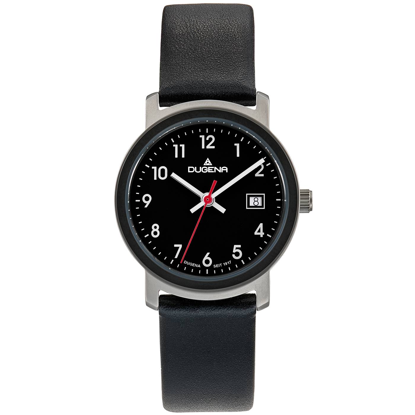 Dugena Damenuhr Nero, Quarz, Edelstahlgehäuse, Mineralglas, Lederarmband, 5 bar