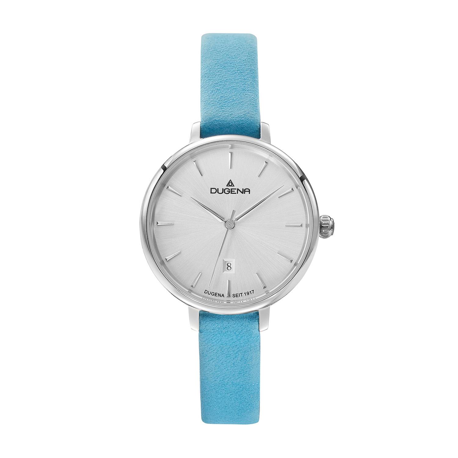Dugena Damen-Armbanduhr Festa Petit, Quarz, Edelstahlgehäuse, Lederband, 3 bar