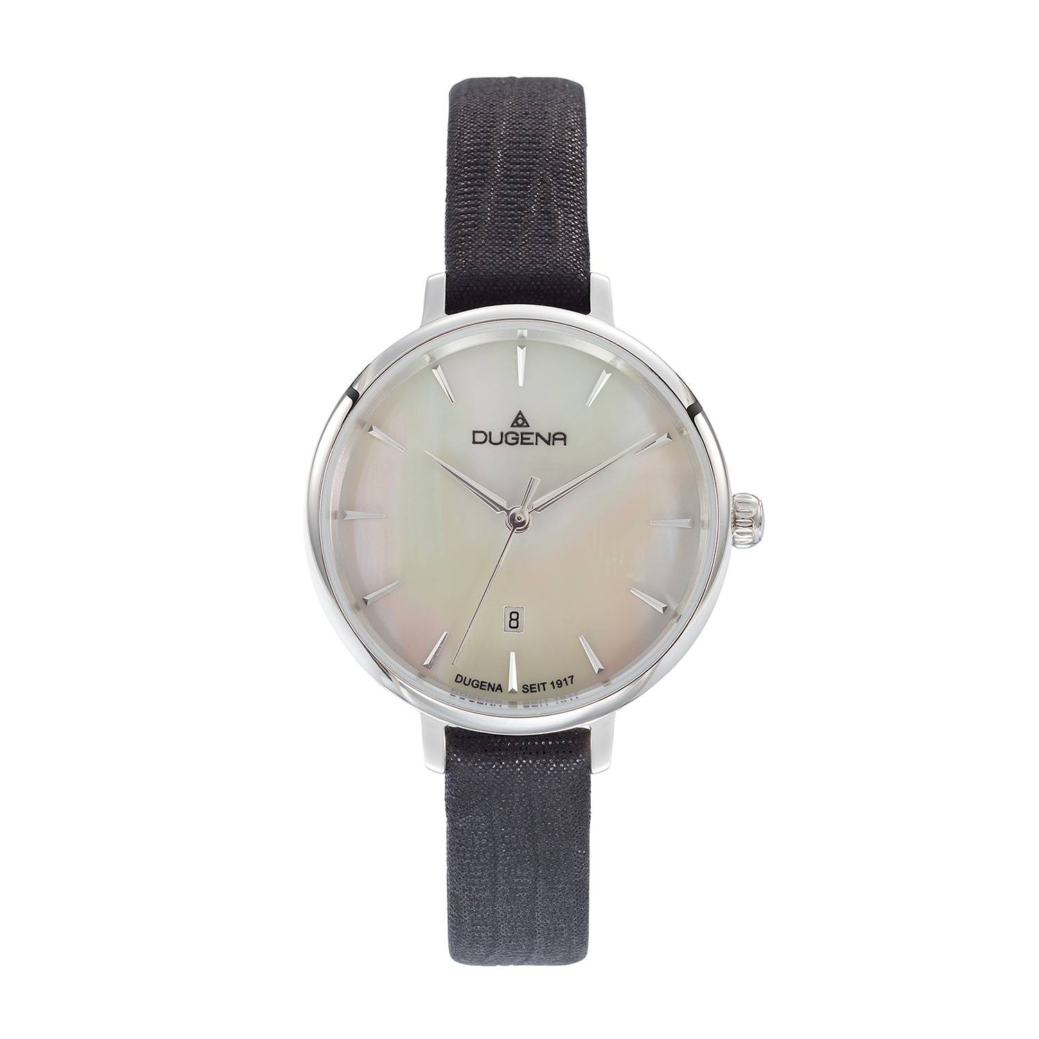Dugena Damen-Armbanduhr Festa Petit, Quarz, Edelstahlgehäuse, Lederband, 3 bar