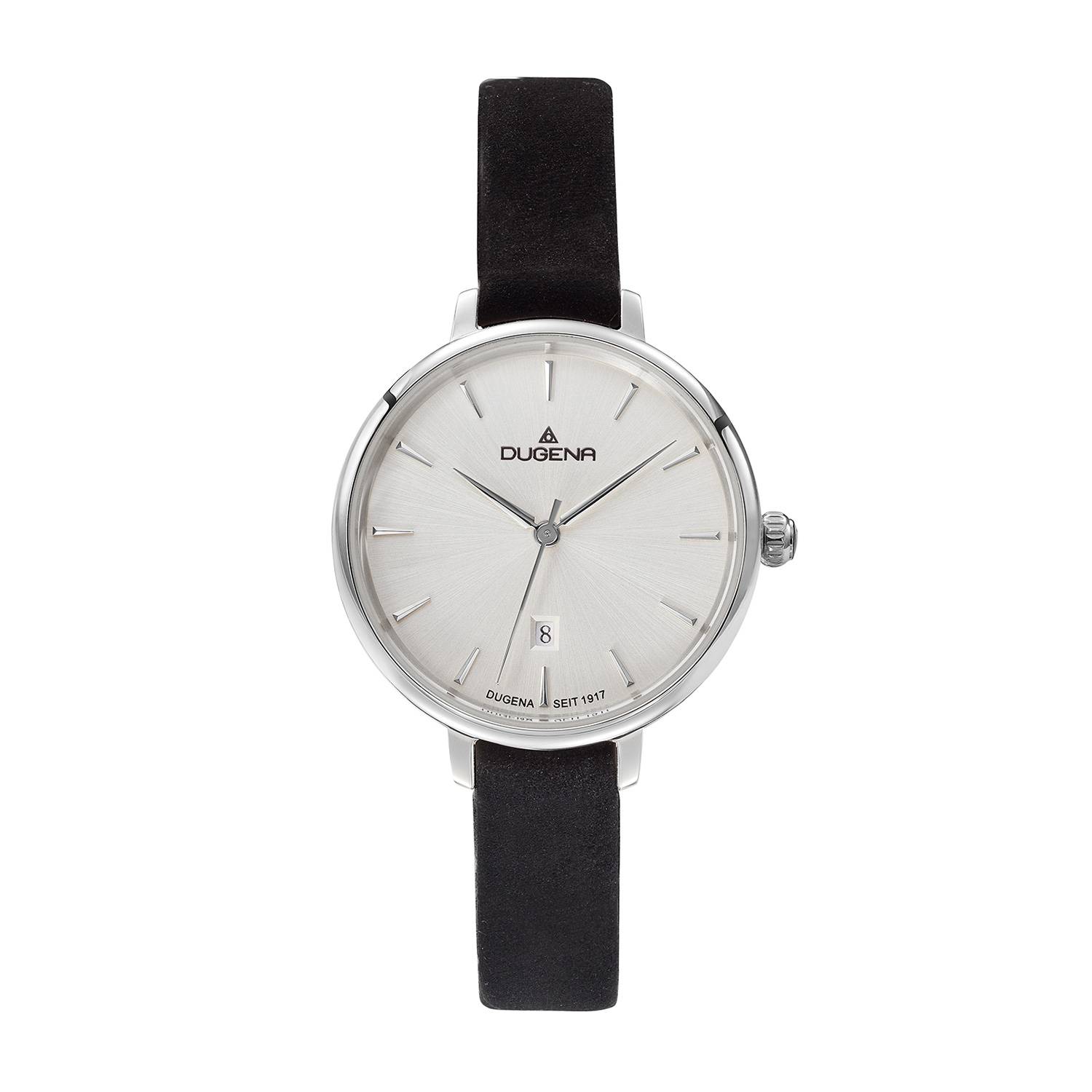 Dugena Damen-Armbanduhr Festa Petit, Quarz, Edelstahlgehäuse, Lederband, 3 bar