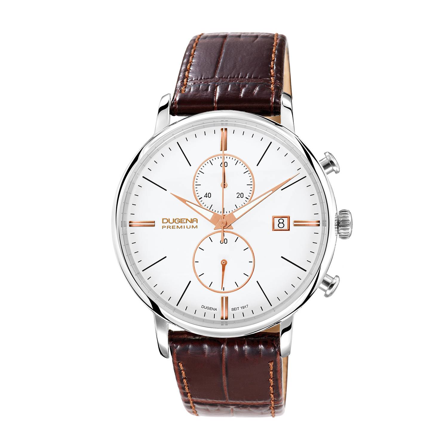 Dugena Herrenuhr Festa Chrono, Chronograph, Edelstahlgehäuse, Saphirglas, 5 bar