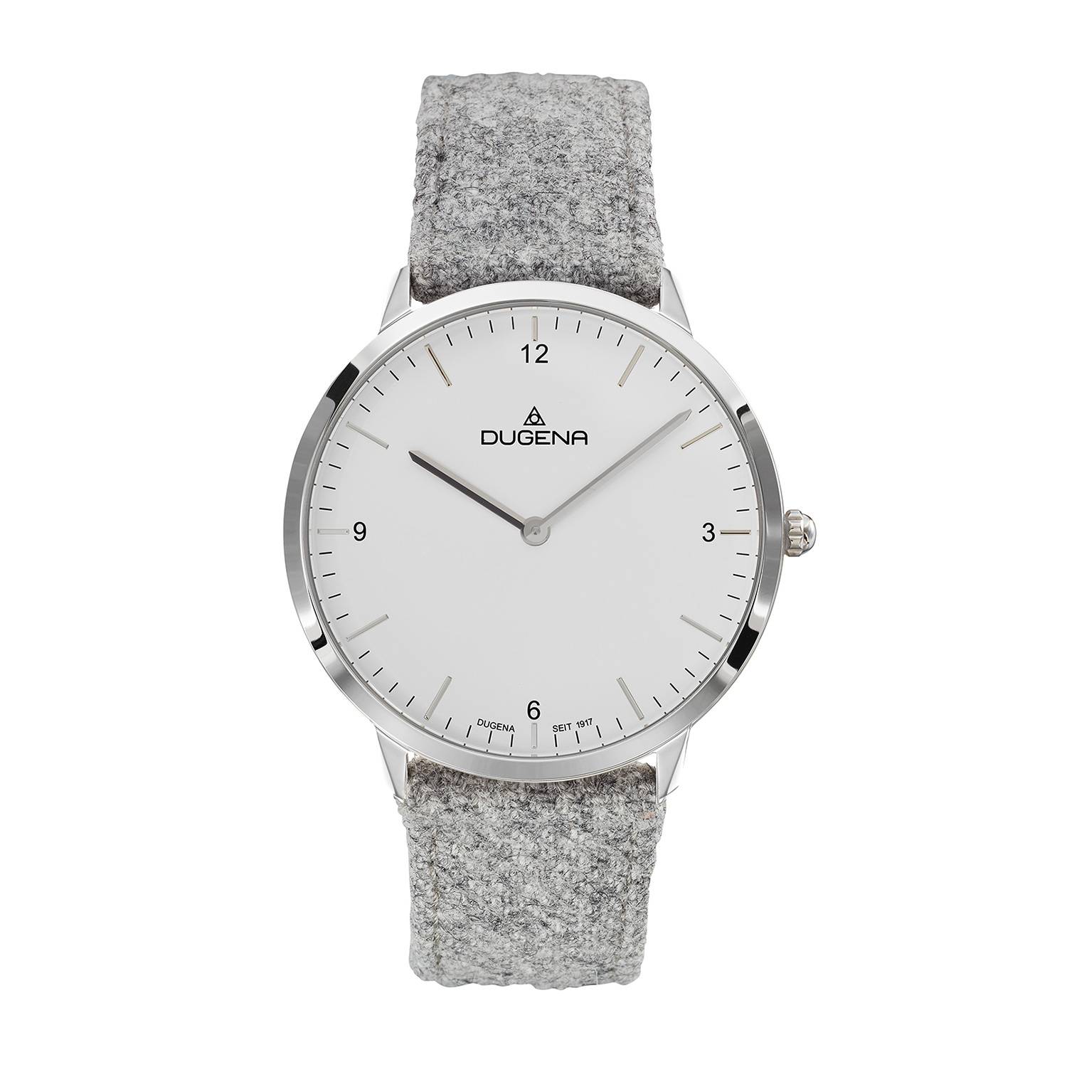 Dugena Herren-Armbanduhr PURE, Quarz, Edelstahl, Saphirglas, Lederarmband, 3 bar