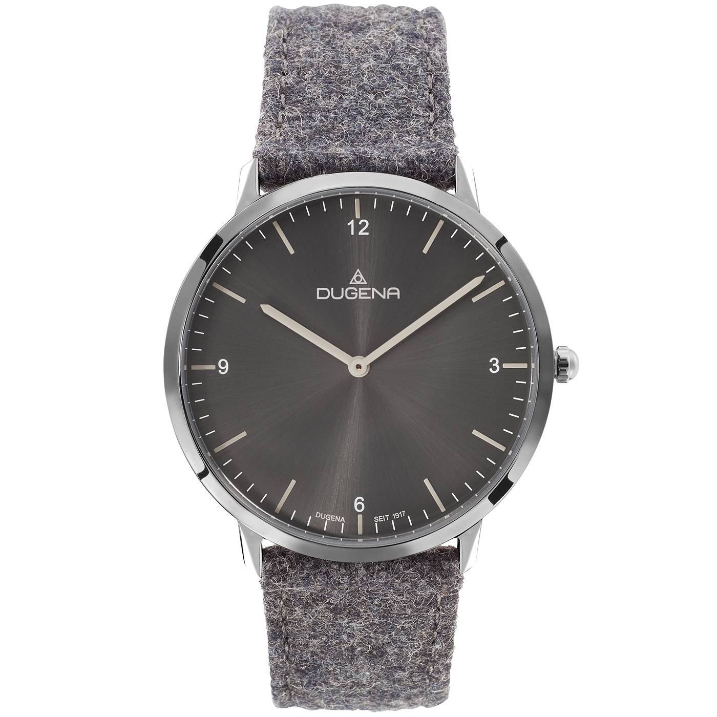 Dugena Herren-Armbanduhr PURE, Quarz, Edelstahl, Saphirglas, Lederarmband, 3 bar