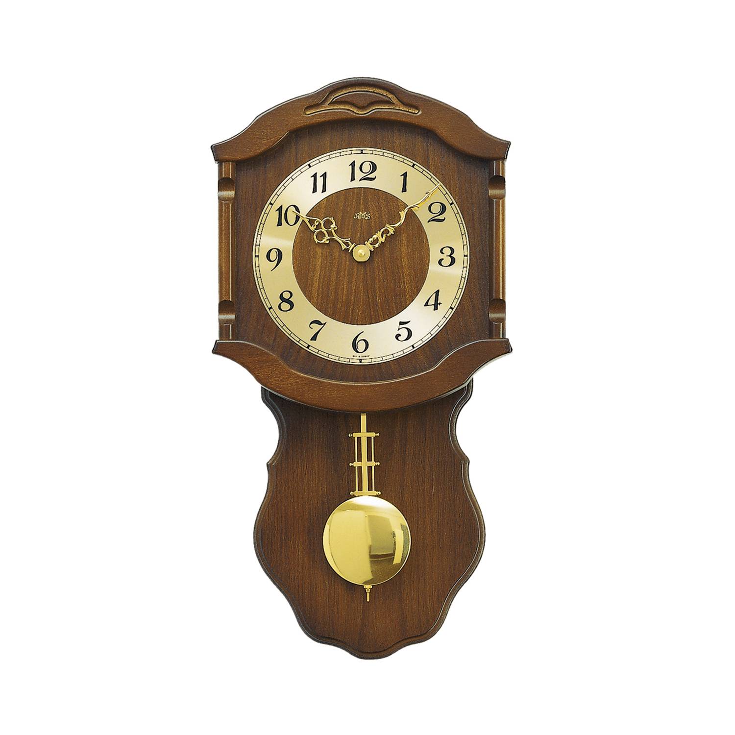 AMS Pendeluhr 964-, Quarz, Messing Zahlenreif, arabische Ziffern