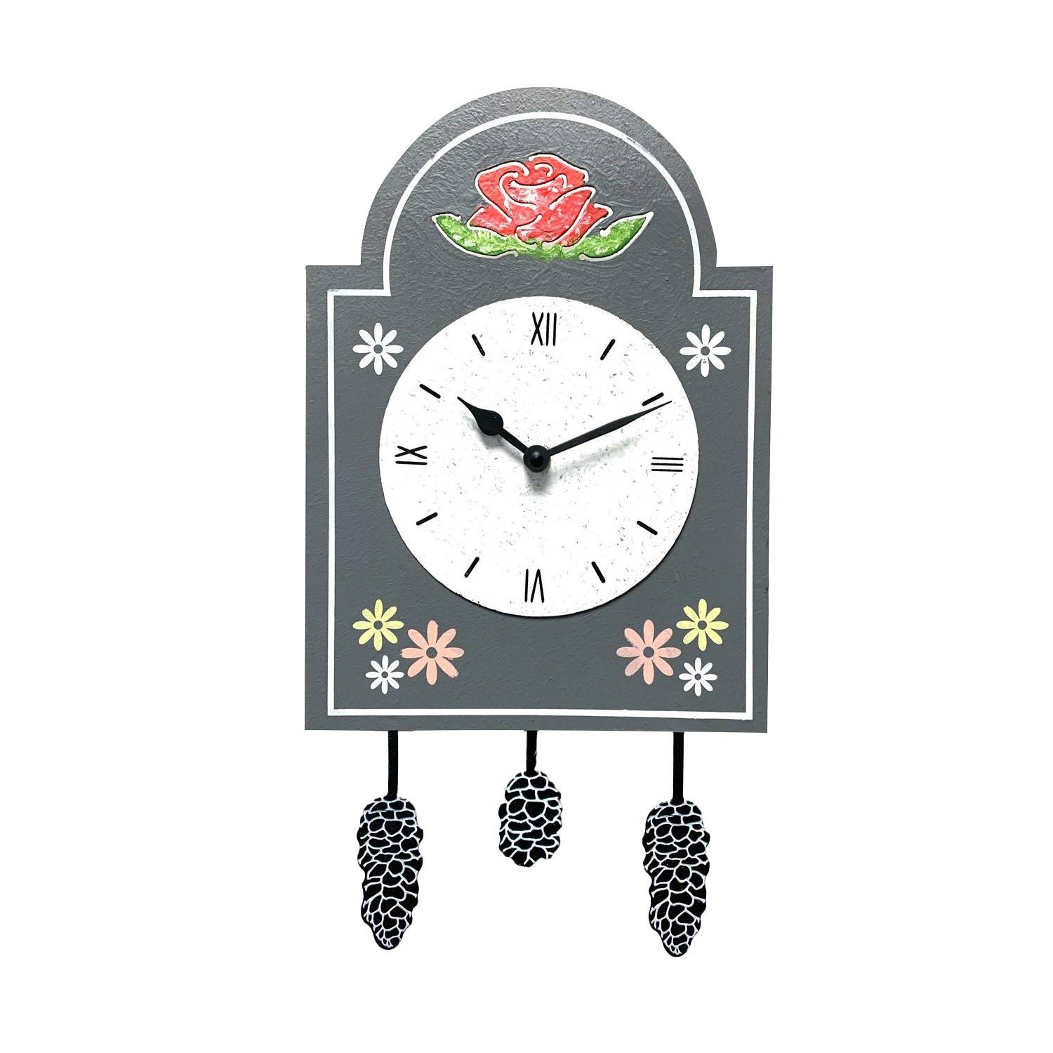 Uhren Manufaktur Schwarzwald Pendel-Schilderuhr grau