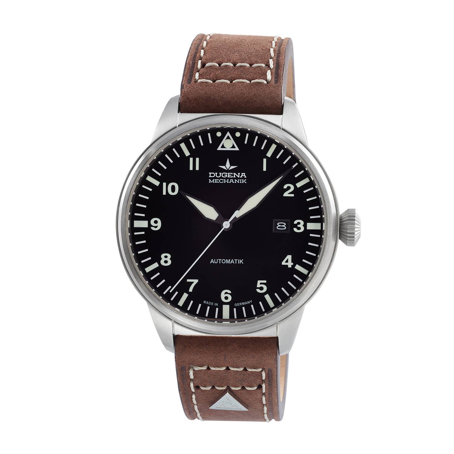 Dugena Herren-Armbanduhr Kappa 7 Airtrip, Automatik, Edelstahl, Lederband, 5 bar