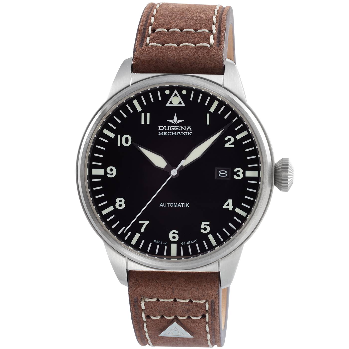 Dugena Herren-Armbanduhr Kappa 7 Airtrip, Automatik, Edelstahl, Lederband, 5 bar