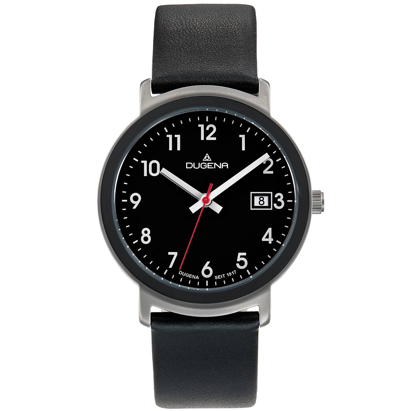 Dugena Herren-Armbanduhr Nero, Edelstahl, Mineralglas, Lederarmband, 5 bar