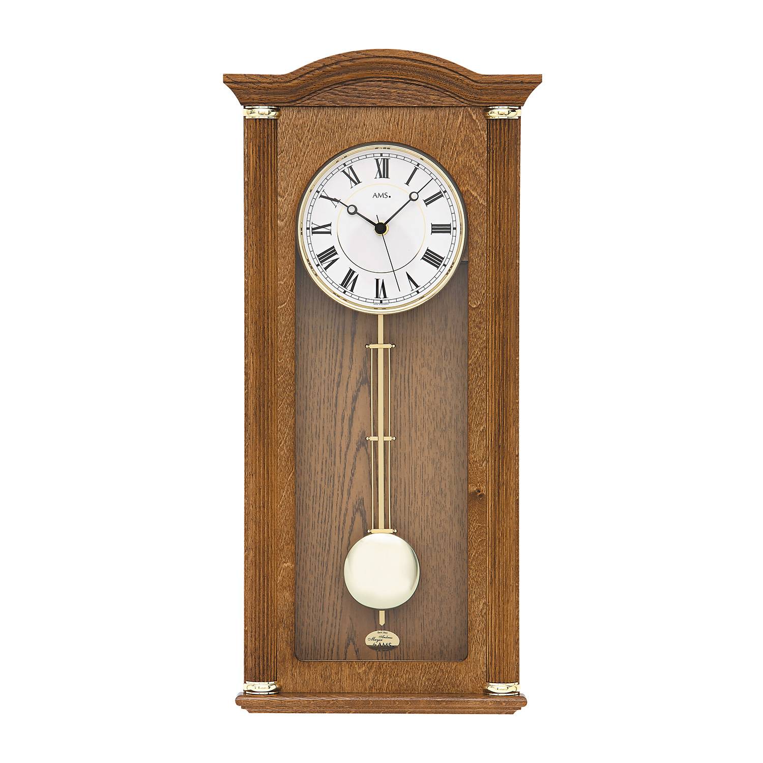 AMS Funk-Pendeluhr 5014-, Massivholz, Westminster, römische Ziffern