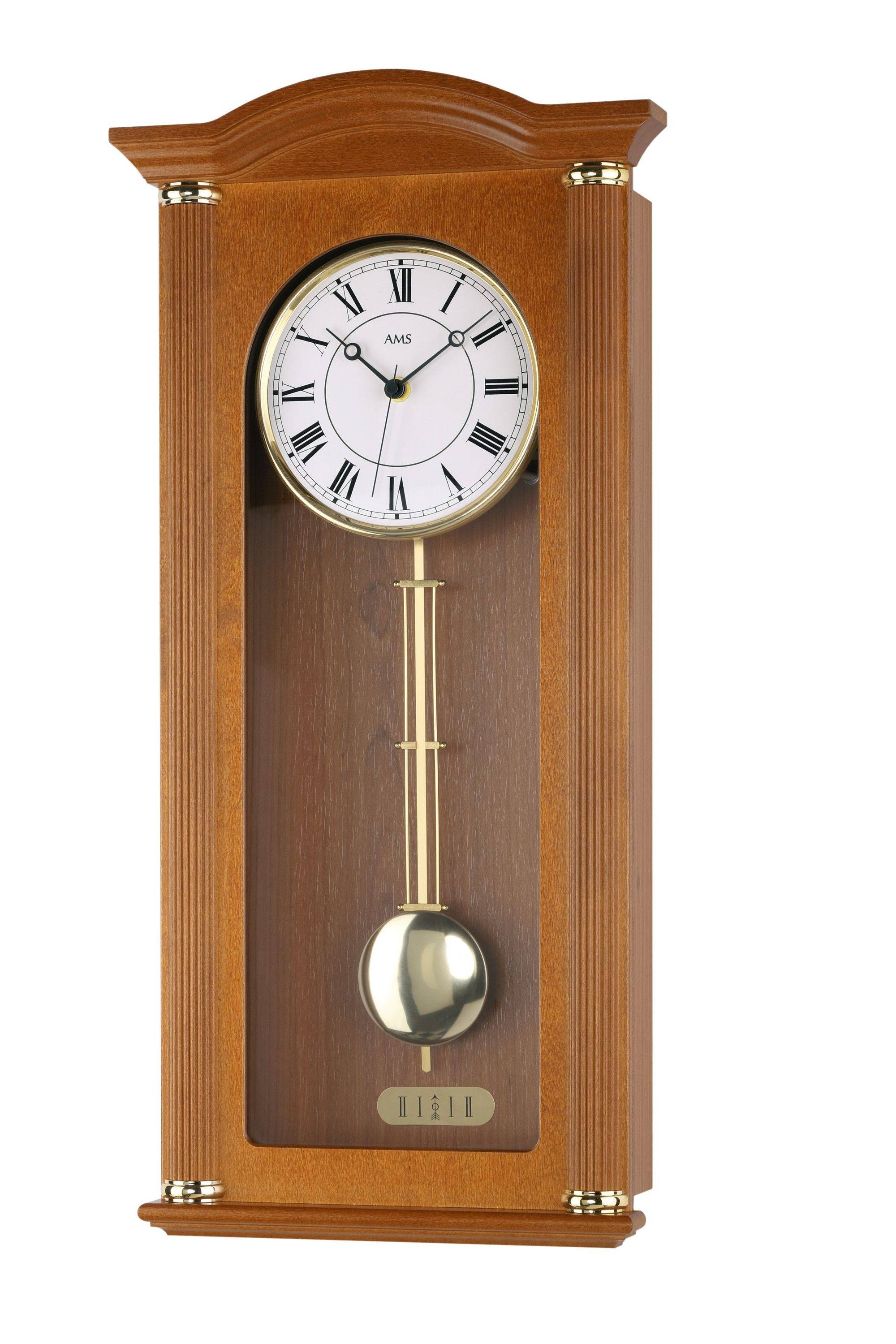 AMS Funk-Pendeluhr 5014-, Massivholz, Westminster, römische Ziffern