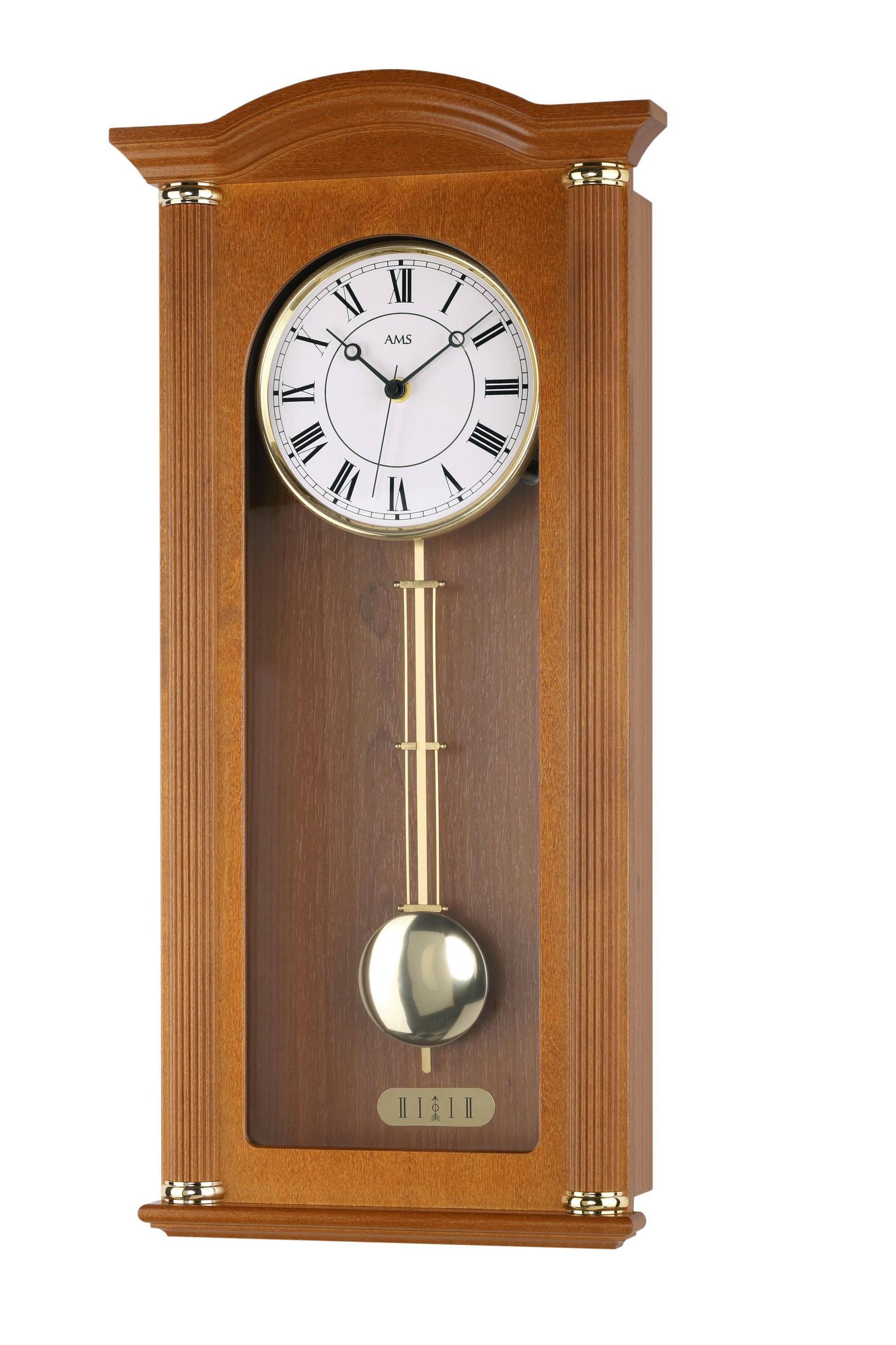 AMS Funk-Pendeluhr 5014-, Massivholz, Westminster, römische Ziffern