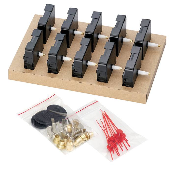 Dugena 838 Quarz-Uhrwerke, 10 Stück, ohne Zeigerpaar, mit Sekundenzeiger