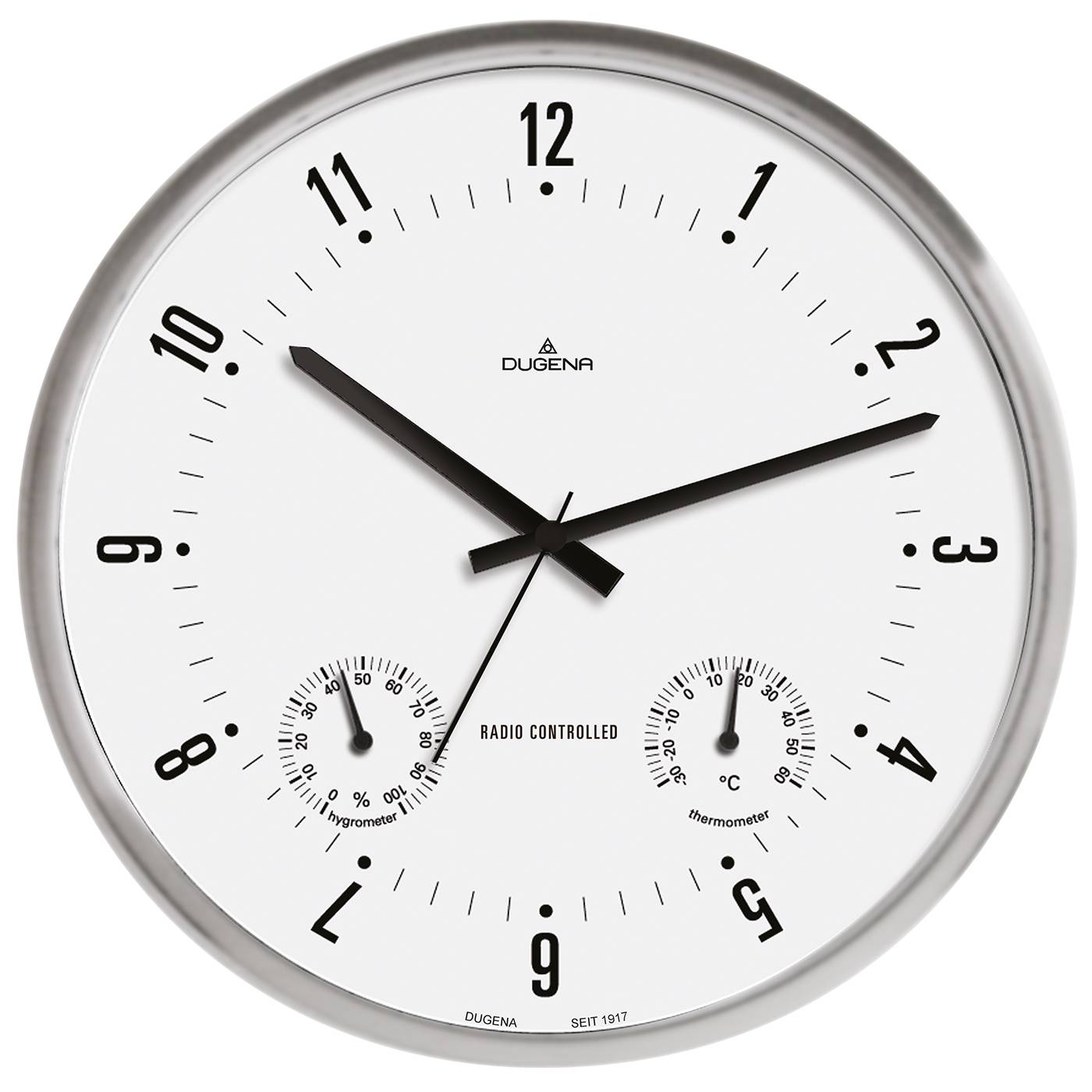 Dugena Wanduhr, Funkuhrwerk, Thermometer, Hygrometer, ø 25 cm, inkl. Batterie