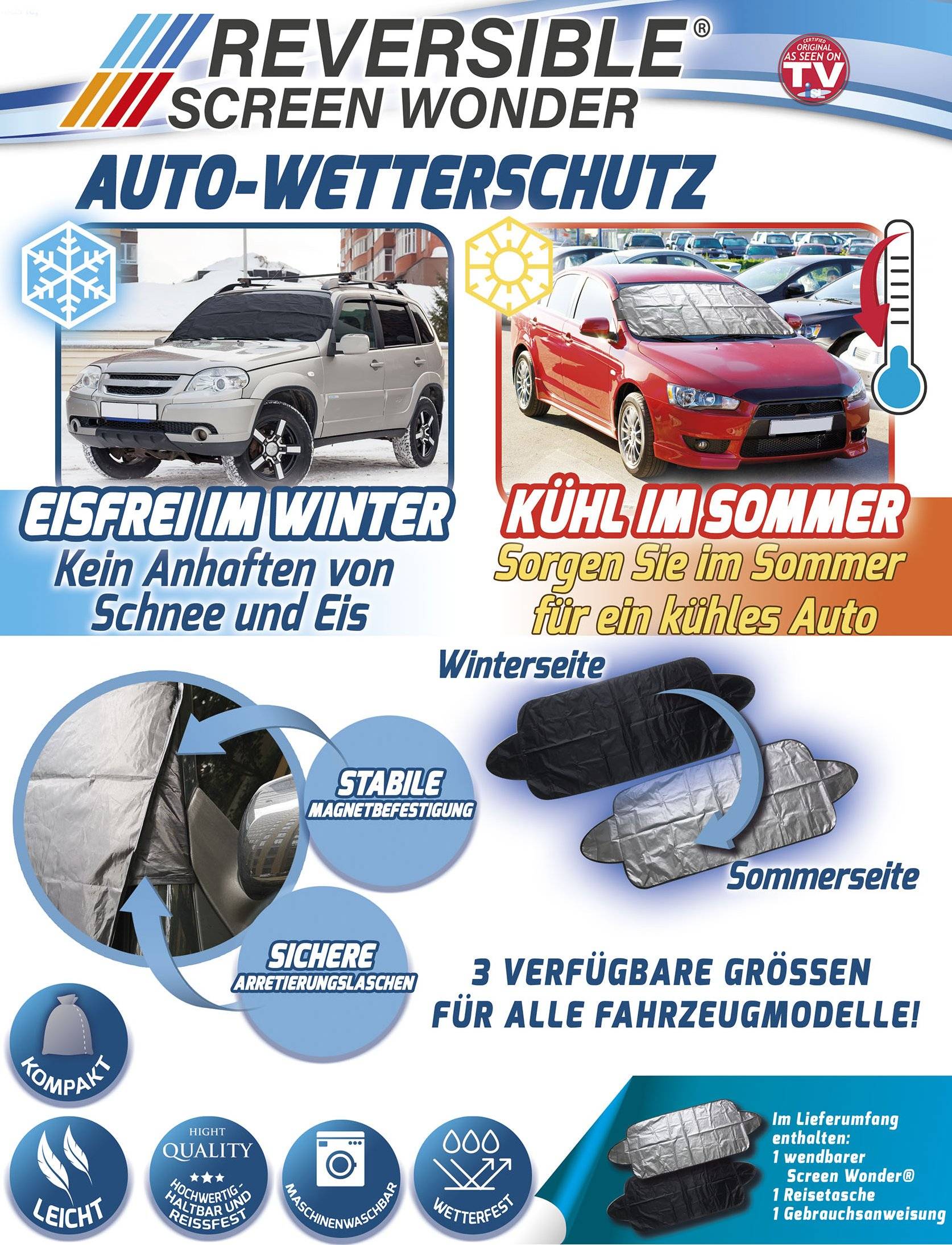 SELVA Autoschutzmatte - Eisfrei im Winter - Kühl im Sommer - Größe 180x120cm