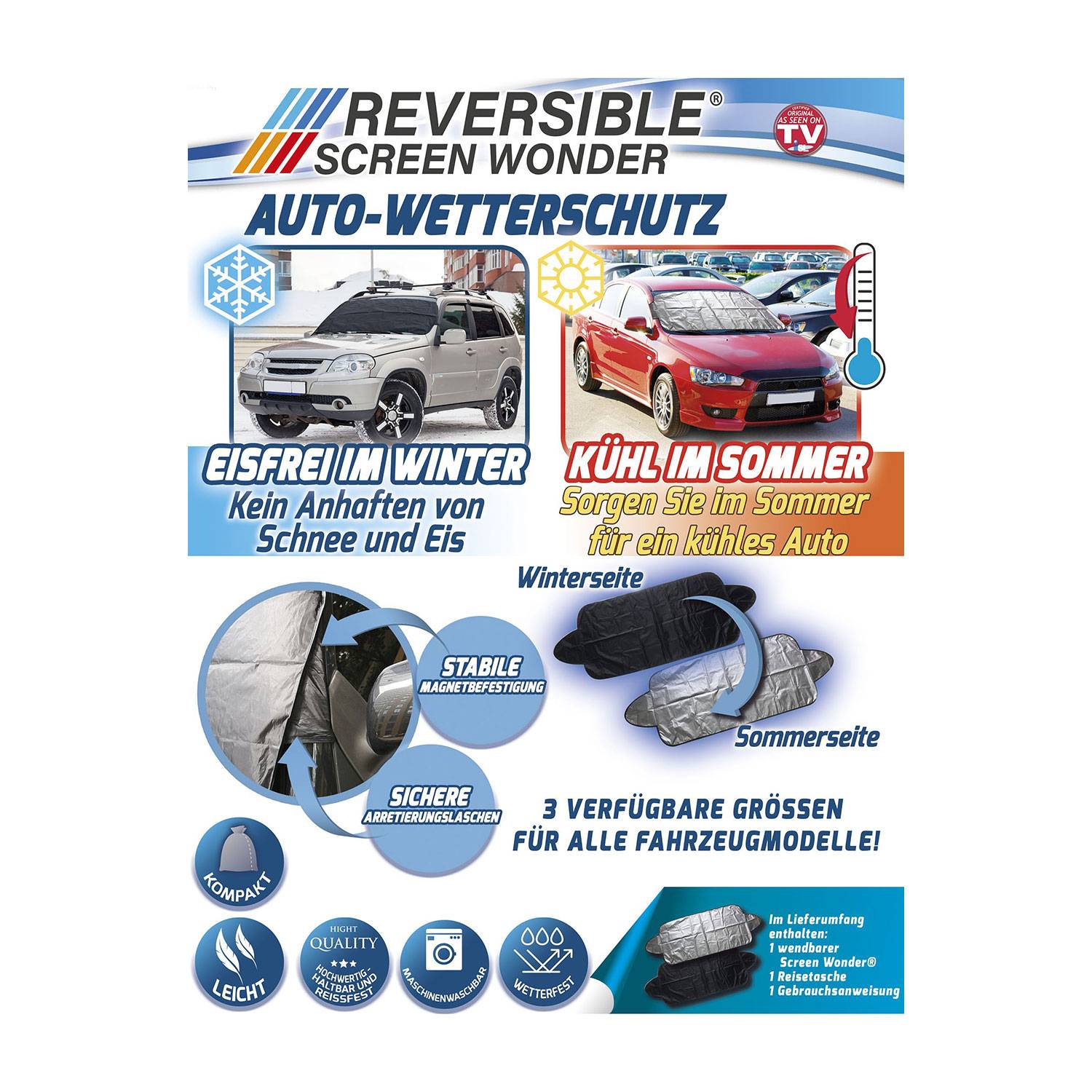 SELVA Autoschutzmatte - Eisfrei im Winter - Kühl im Sommer - Größe 180x120cm
