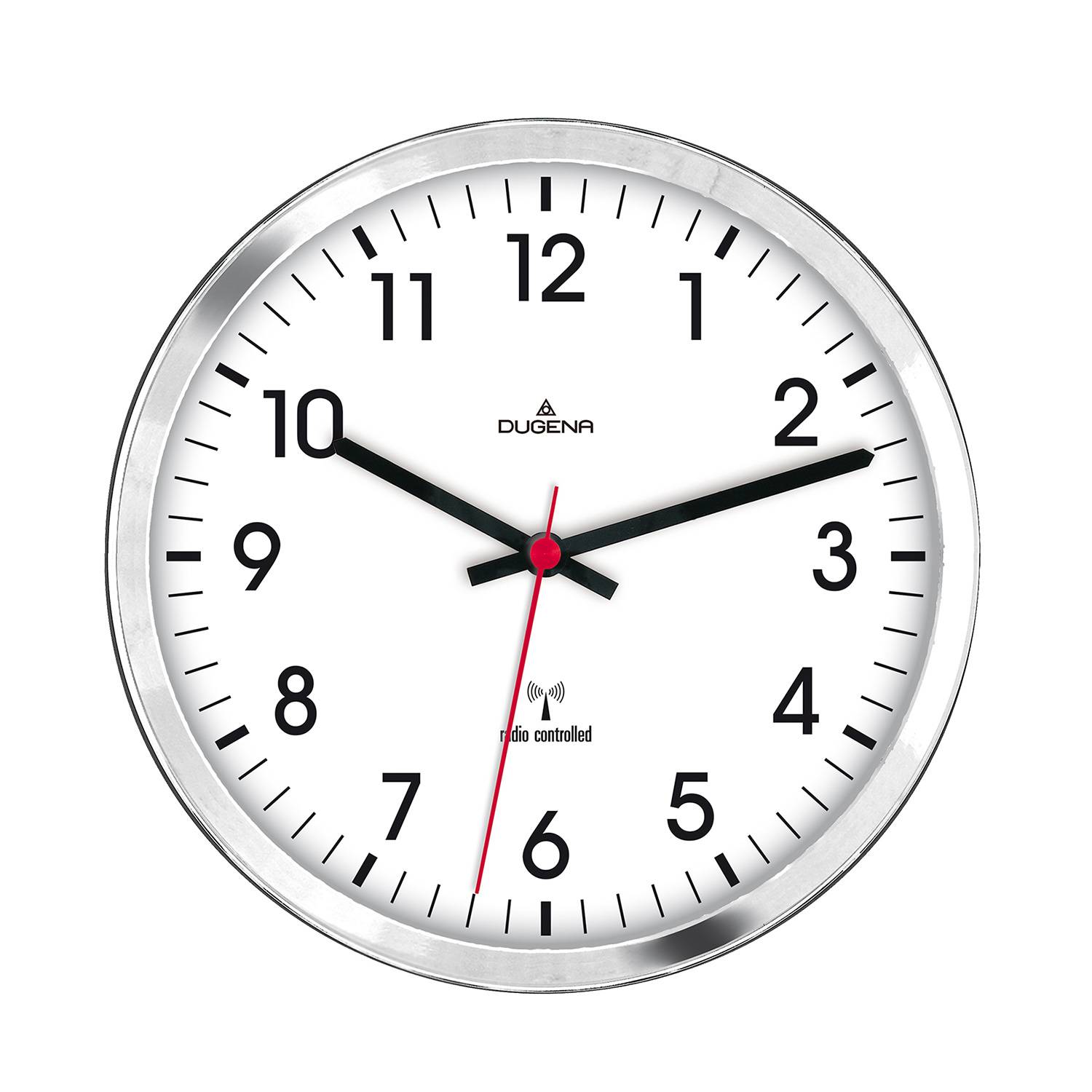 Dugena Wanduhr, Funkuhrwerk, Metall, Silber, ø 30,5 cm, inkl. Batterie