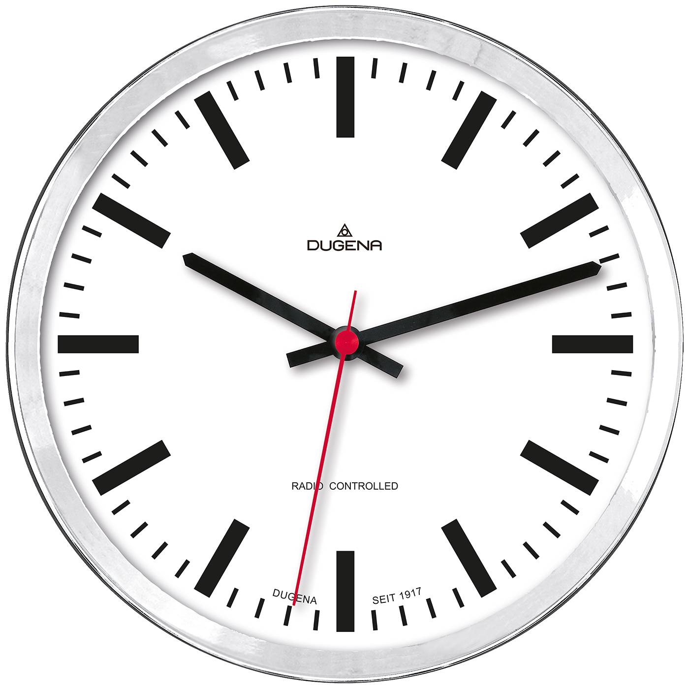 Dugena Wanduhr, Funkuhrwerk, Metall, Silber, ø 30,5 cm, inkl. Batterie