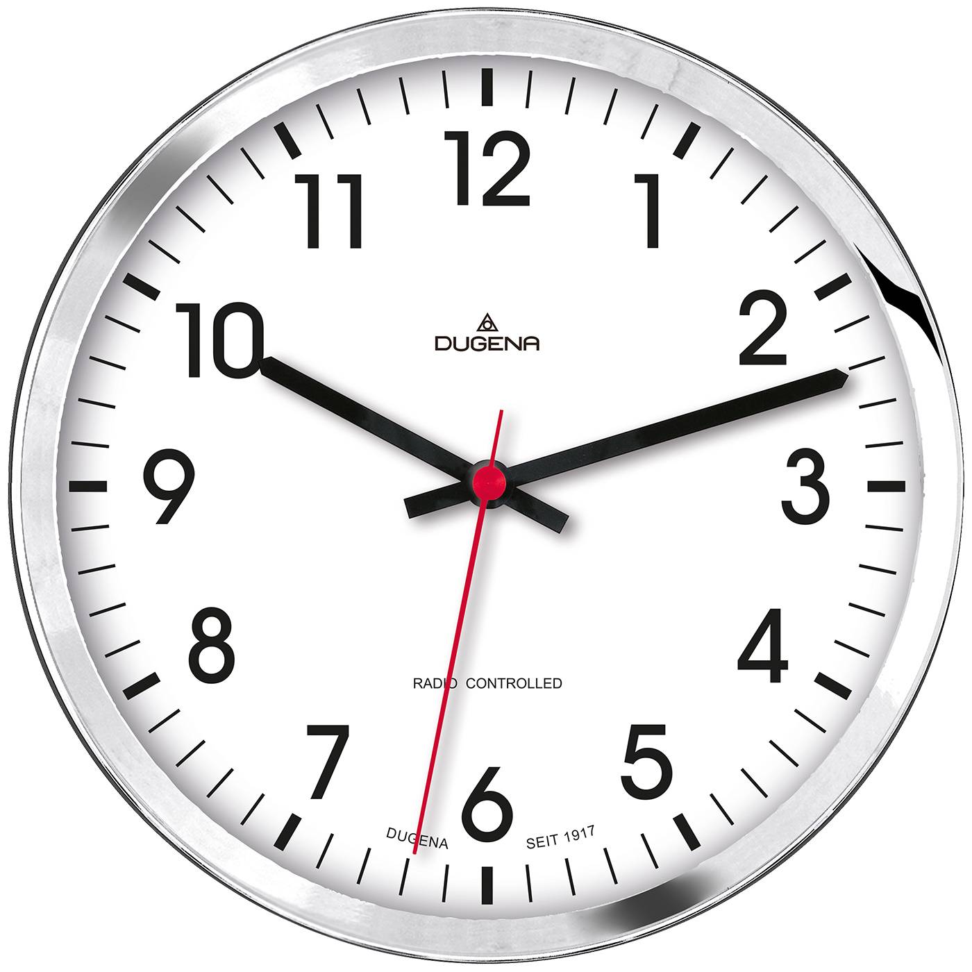 Dugena Wanduhr, Funkuhrwerk, Metall, Silber, ø 30,5 cm, inkl. Batterie