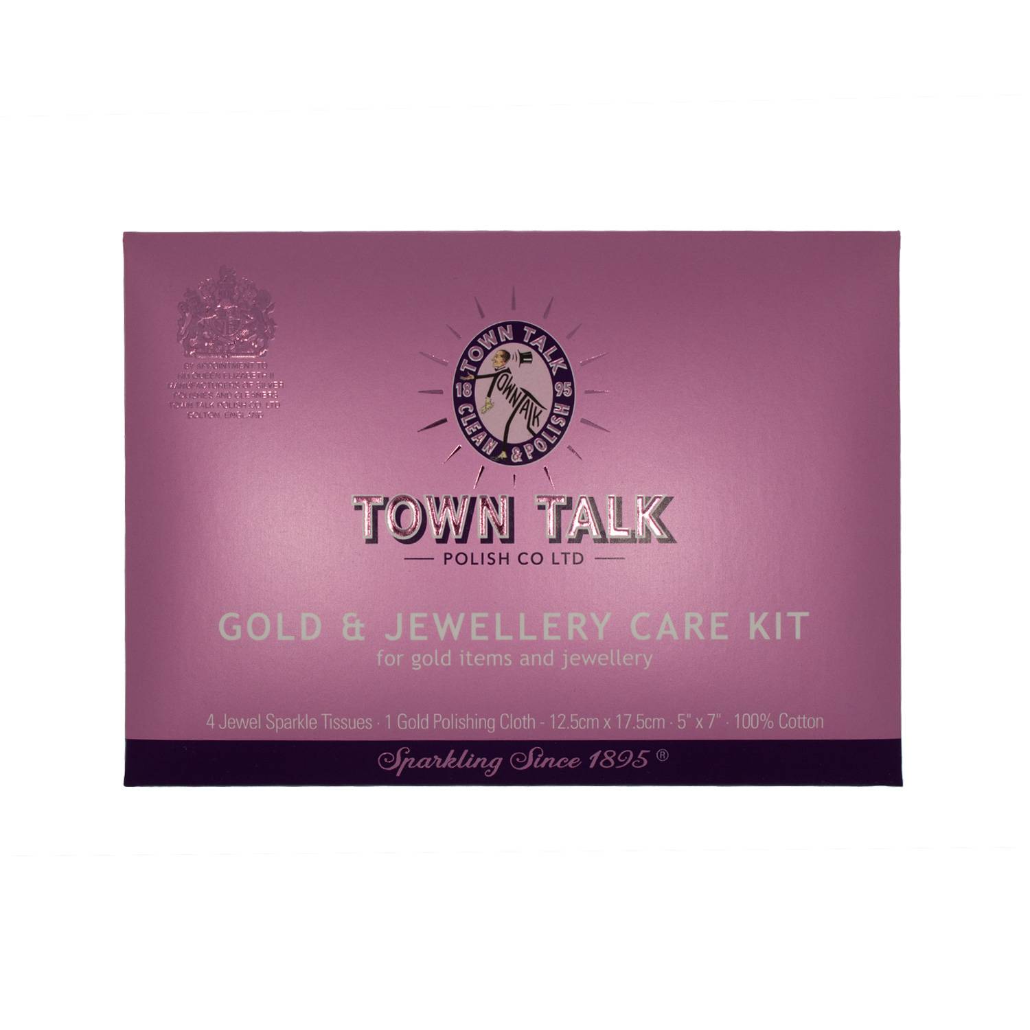 Town Talk Gold- und Schmuckpflege-Set, 2 feuchte Reinigungstücher, 1 Poliertuch