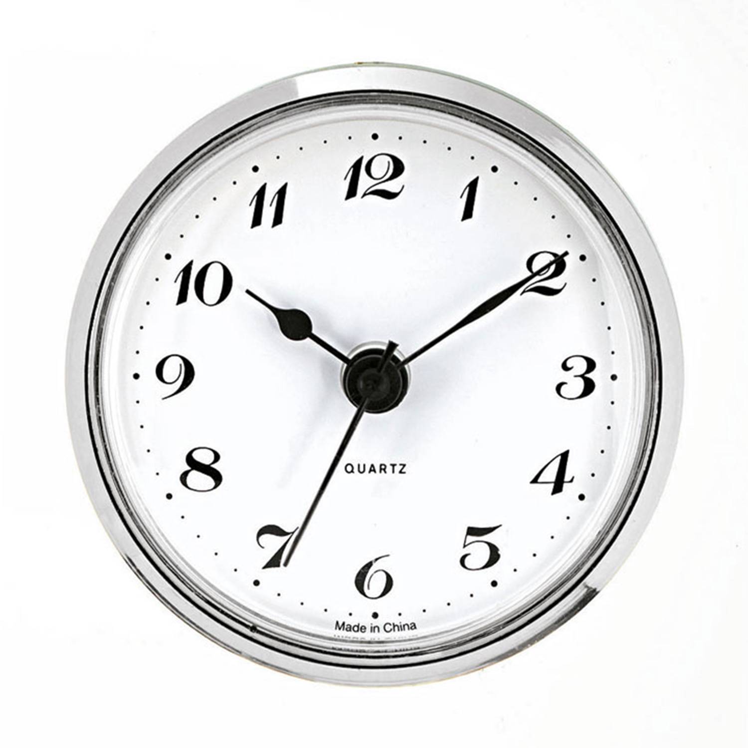 UTS Einsteckwerk UTS Trommel Ø 57mm, Lünette Ø 65mm silber, Zifferblatt weiß-antik, arabisch Zahlen