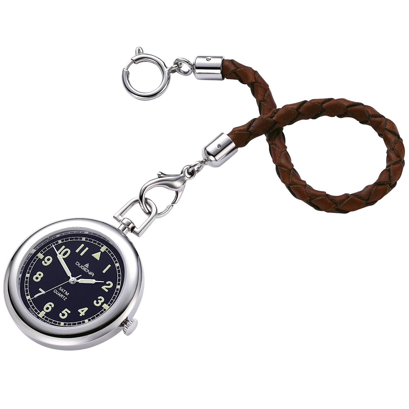 Dugena Taschenuhr 4149874-1, für Herren, Quarz, Edelstahl, Ledertasche, 3 bar