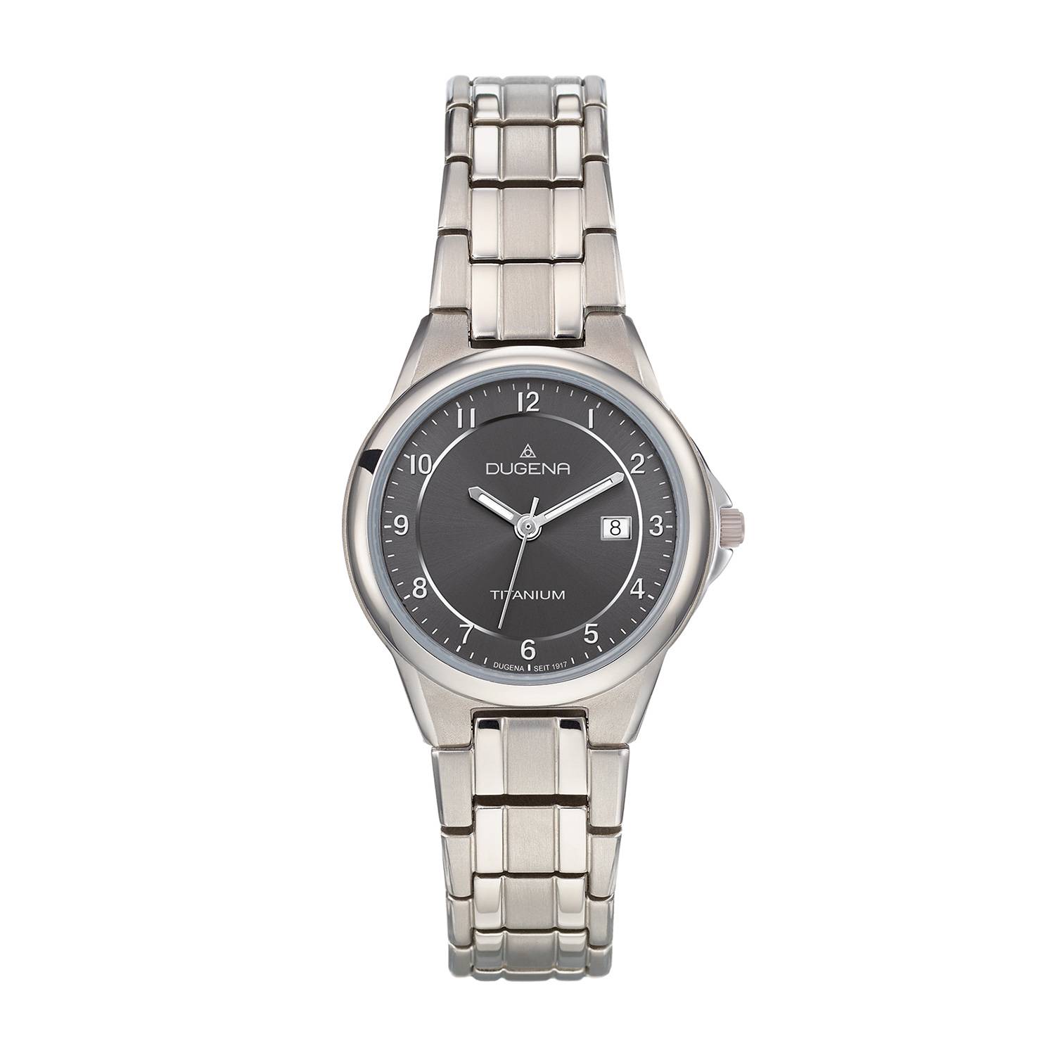 Dugena Herren-Armbanduhr Gent, Quarz, Titangehäuse, Mineralglas, Titanarmband, 5 bar