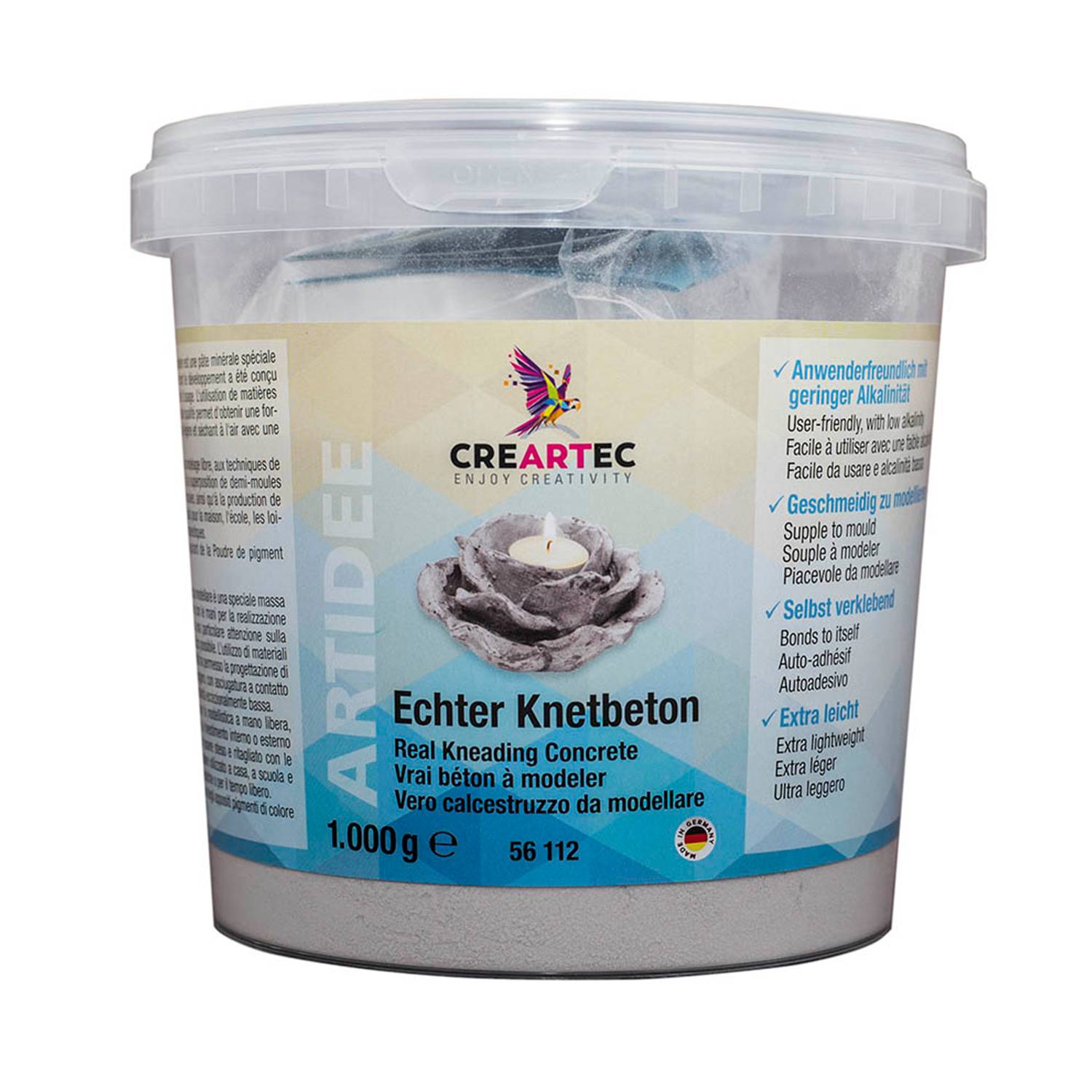 16,90 € / 1 kg Echter Knetbeton, 1kg, Grau, einfärbbar, leicht, geschmeidig, nicht nachklebend