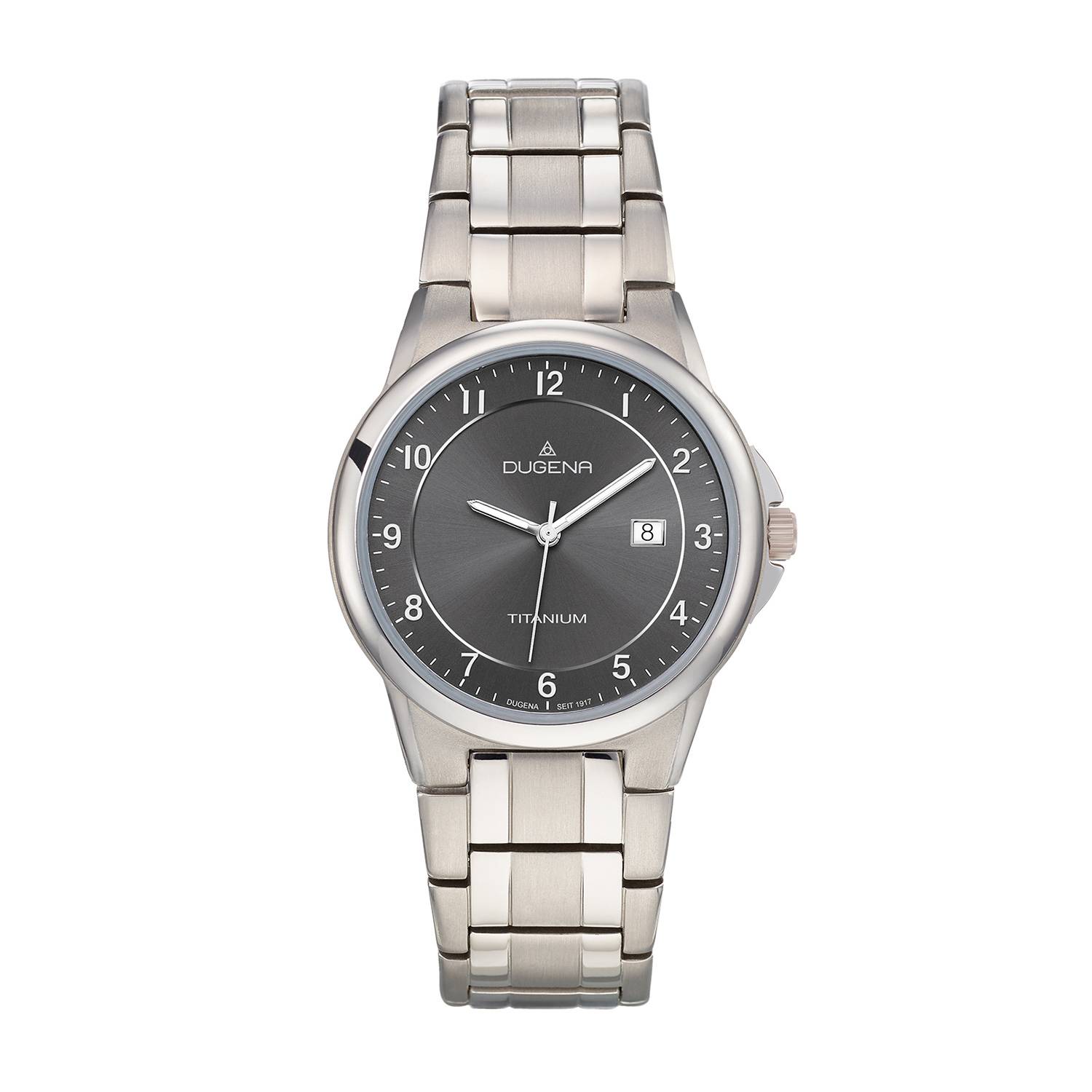 Dugena Herren-Armbanduhr Gent, Quarz, Titangehäuse, Mineralglas, Titanarmband, 5 bar