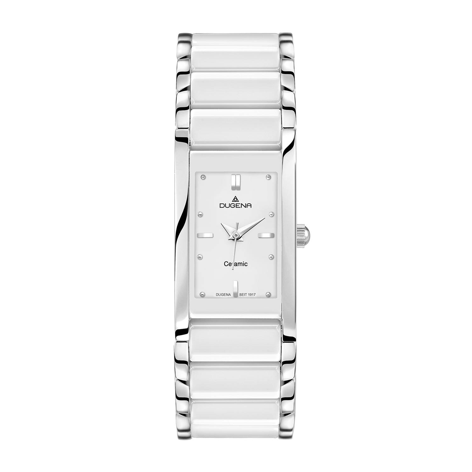 Dugena Damenuhr 4460506 Quadra Ceramica, Quarz, Keramik-Edelstahl, Mineralglas