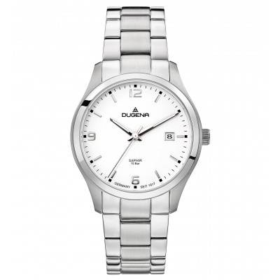 Dugena Herren-Armbanduhr Tresor, Quarz, Edelstahlgehäuse, Saphirglas, Edelstahlarmband
