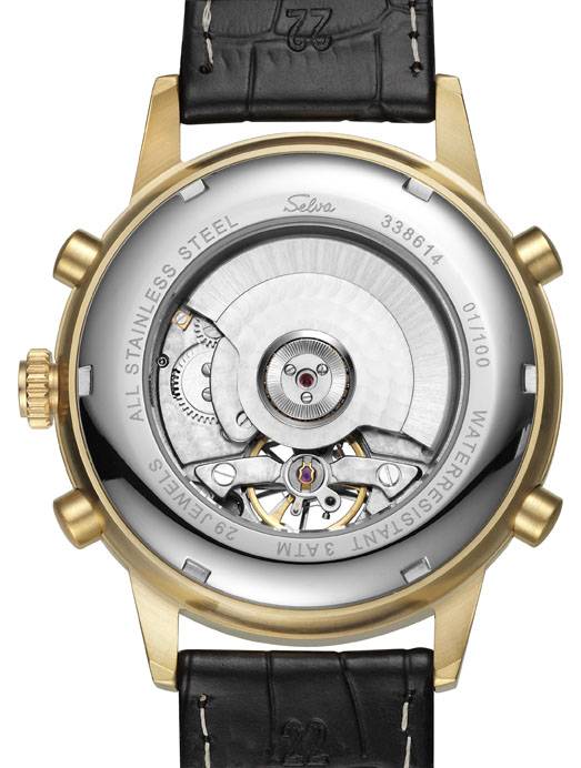 SELVA SELVA Herren-Automatikuhr »Moreno« mit offener Unruh, vergoldet