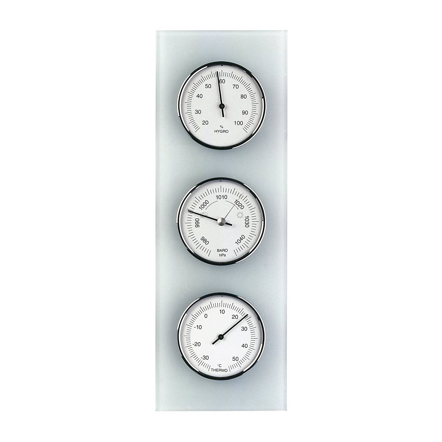 TFA Wetterstation aus Glas, matt, Weiß, Barometer, Therometer, Hygrometer