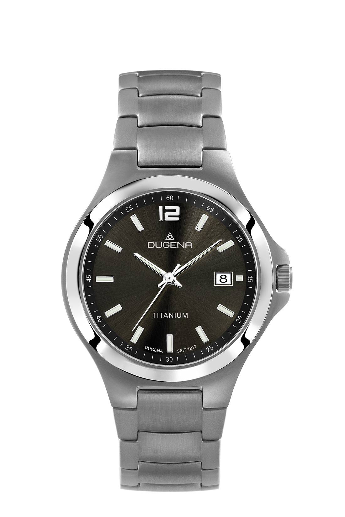 Dugena Herrenuhr 4460531, Quarz, schwarzes Zifferblatt, Titan, Saphirglas