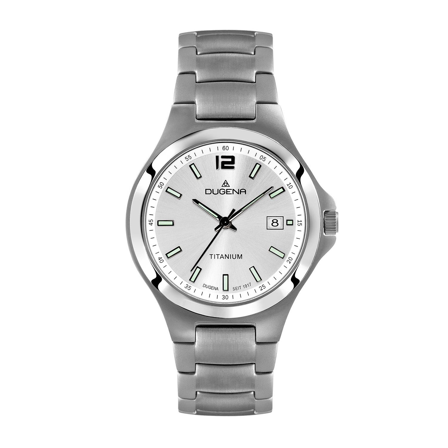 Dugena Herren-Armbanduhr Titan, Quarz, Titangehäuse, Saphirglas, Titanarmband, 5 bar