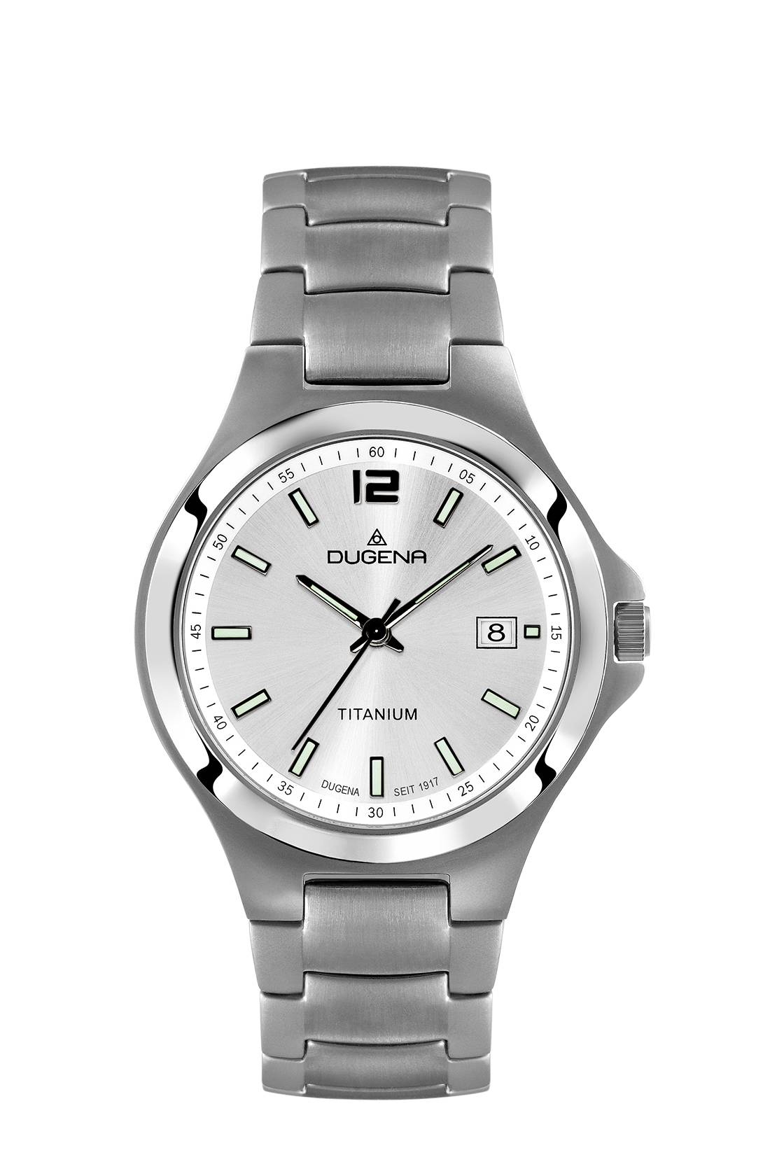 Dugena Herren-Armbanduhr Titan, Quarz, Titangehäuse, Saphirglas, Titanarmband, 5 bar