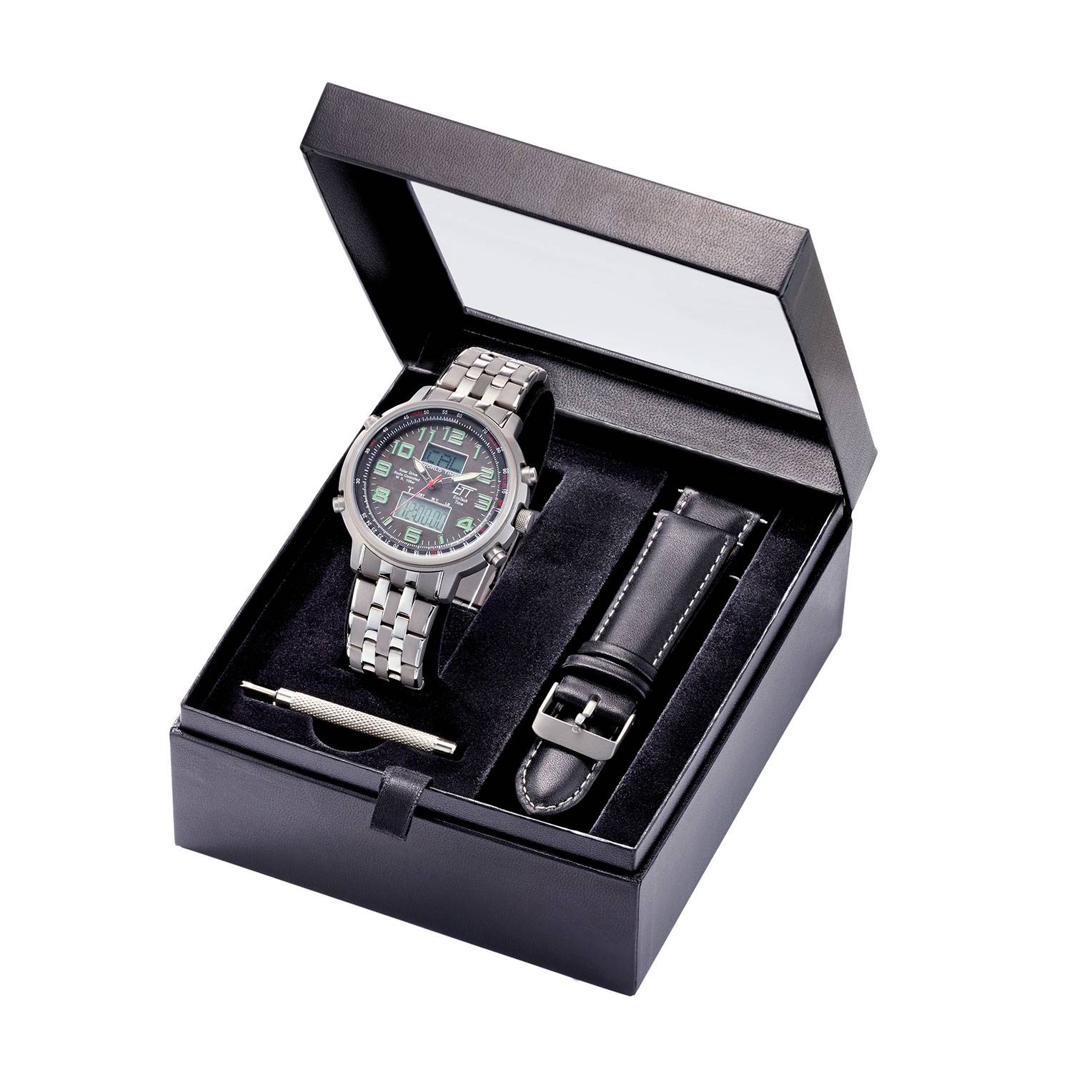 ETT Herrenuhr EGS-11302-22M, Funk, Solar, analog-digital, Chronograph, Edelstahl