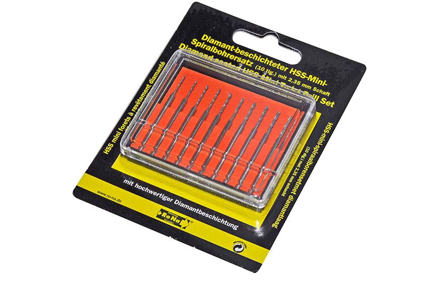 SELVA Diamant-beschichteter HSS-Mini-Spezialbohrersatz