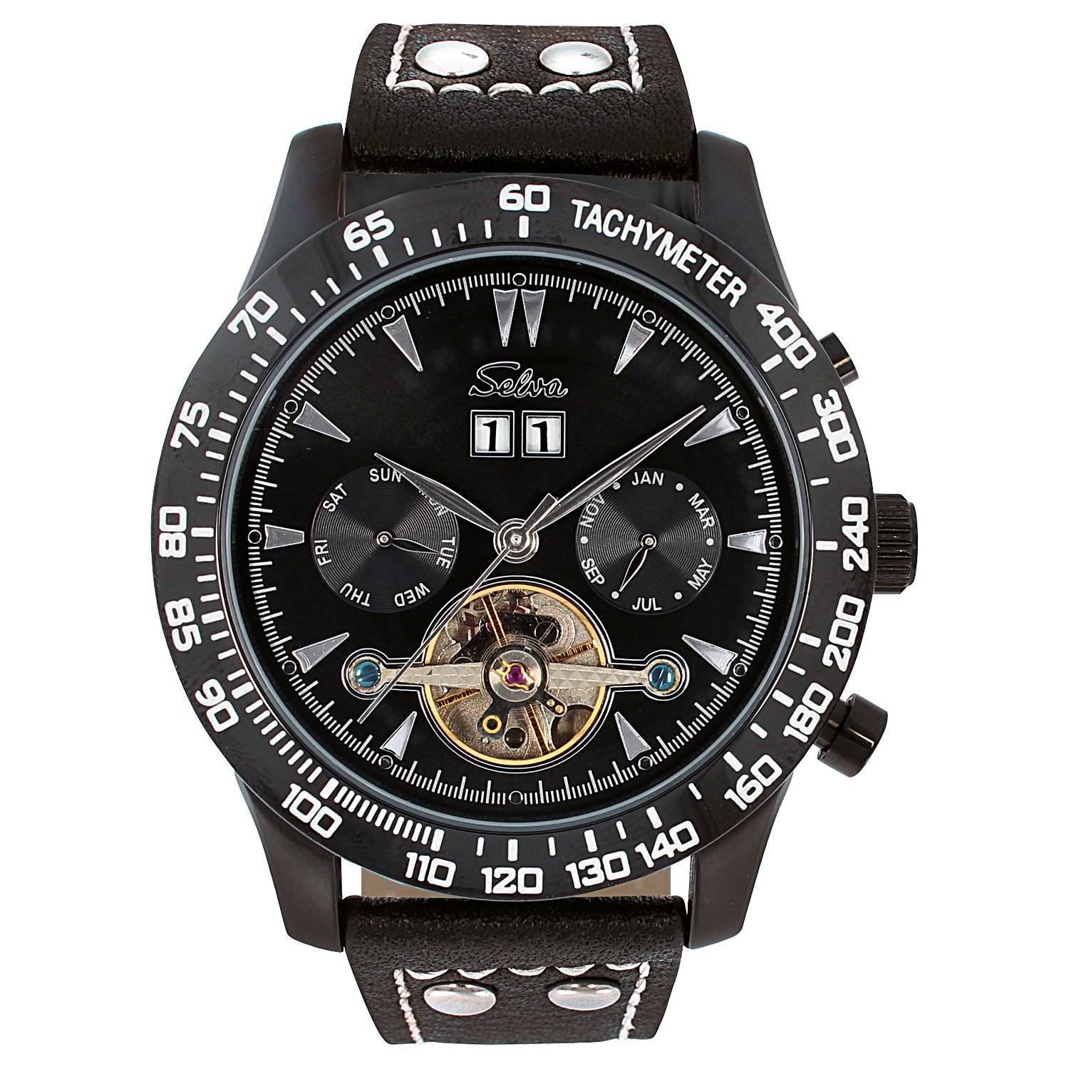SELVA SELVA Herren-Armbanduhr »Hector« - Tachymeter - schwarz