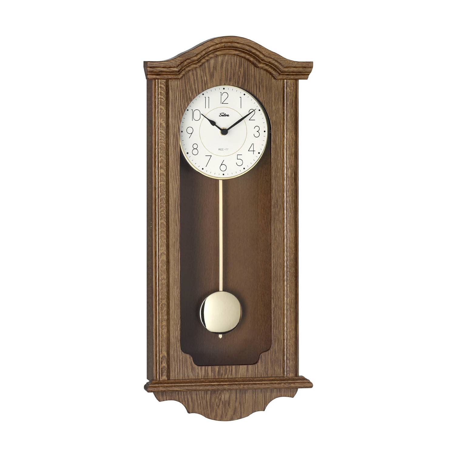 SELVA Funk-Pendelwanduhr/Regulator – MADE IN GERMANY – Eiche – Bim-Bam-/ Westminstermelodie