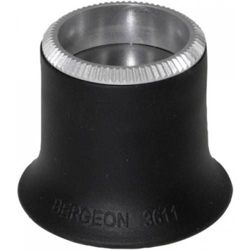 Bergeon 3611-N-4 Lupe, Vergrößerung 2,5x, Weichgummi, mit verschraubtem Aluminium-Ring