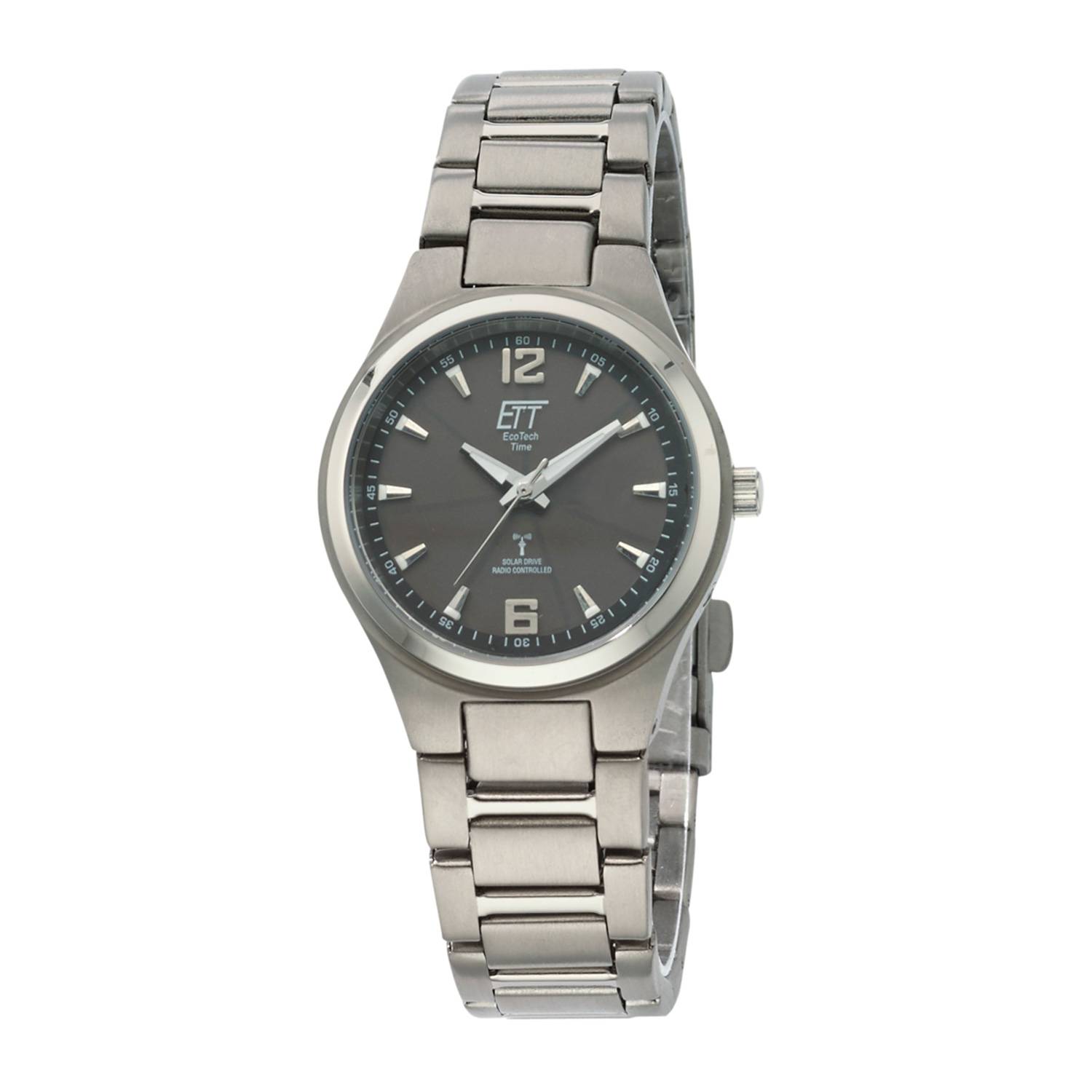 ETT Damenuhr ELT-11326-11M, Funk, Solar, analog, aus Titan, mit Mineralglas