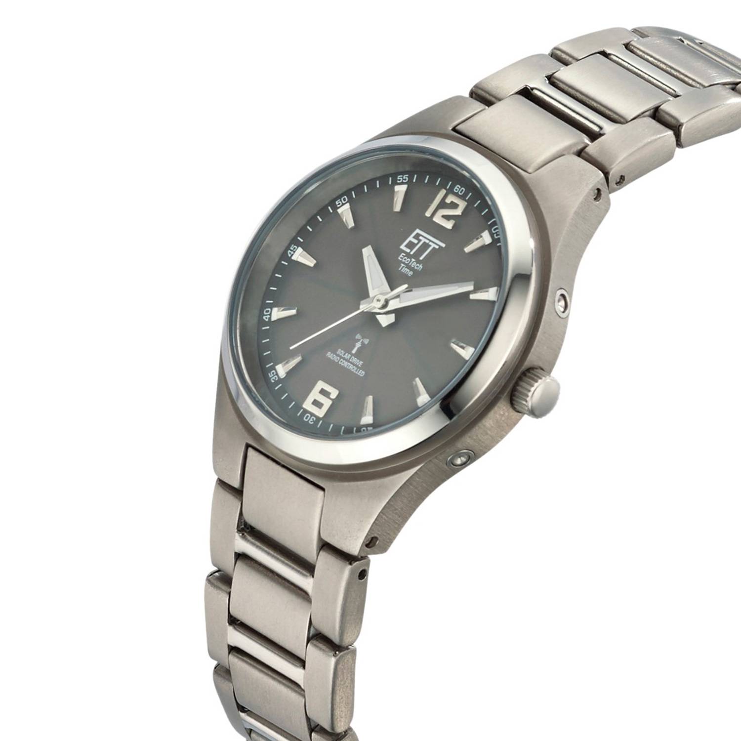 ETT Damenuhr ELT-11326-11M, Funk, Solar, analog, aus Titan, mit Mineralglas