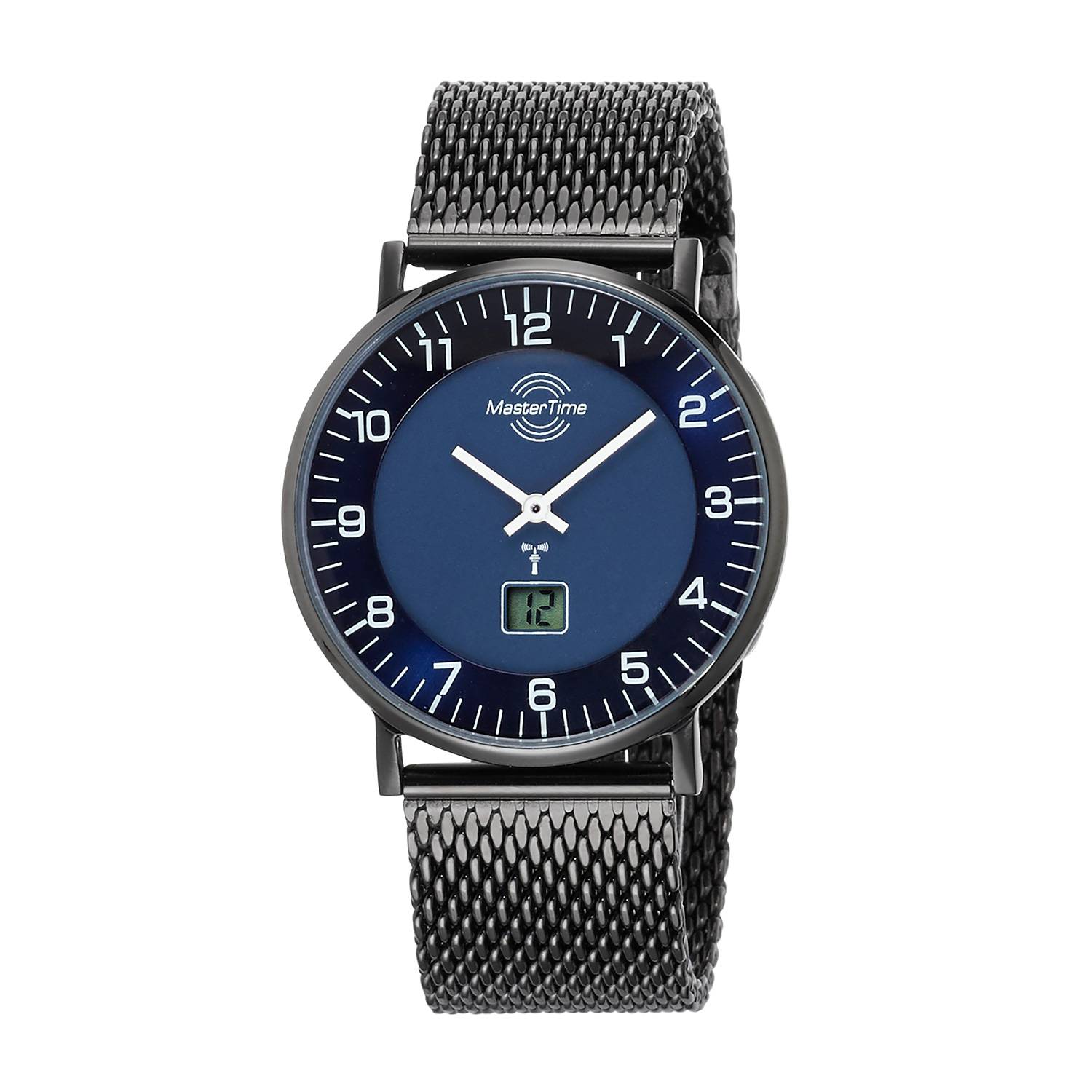 MasterTime Herren-Funkuhr MTGS-10559-32M, analog-digital, Blau, Milanaise-Band