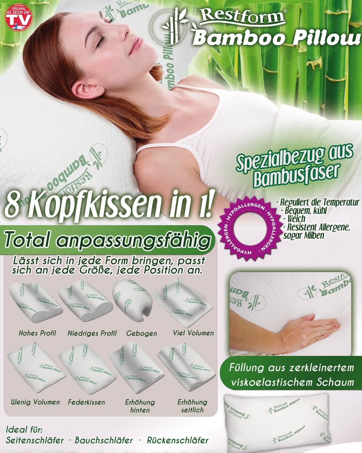 Restform Kopfkissen Restform Bamboo Pillow