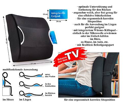 Maximex Rückenstützkissen mit Gelpad mit Kälte-/ Wärmefunktion