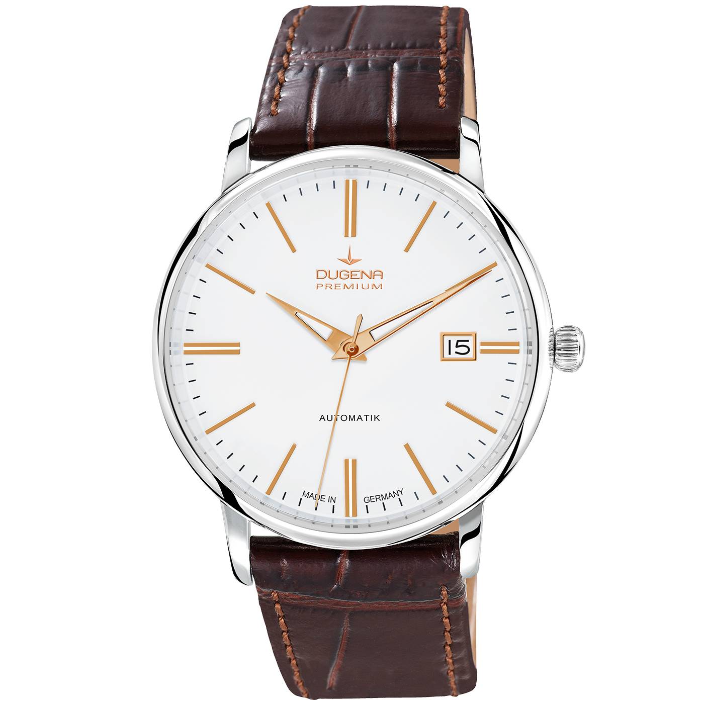 Dugena Herren-Armbanduhr Festa Klassik, Automatik, Edelstahlgehäuse, Saphirglas, 5 bar