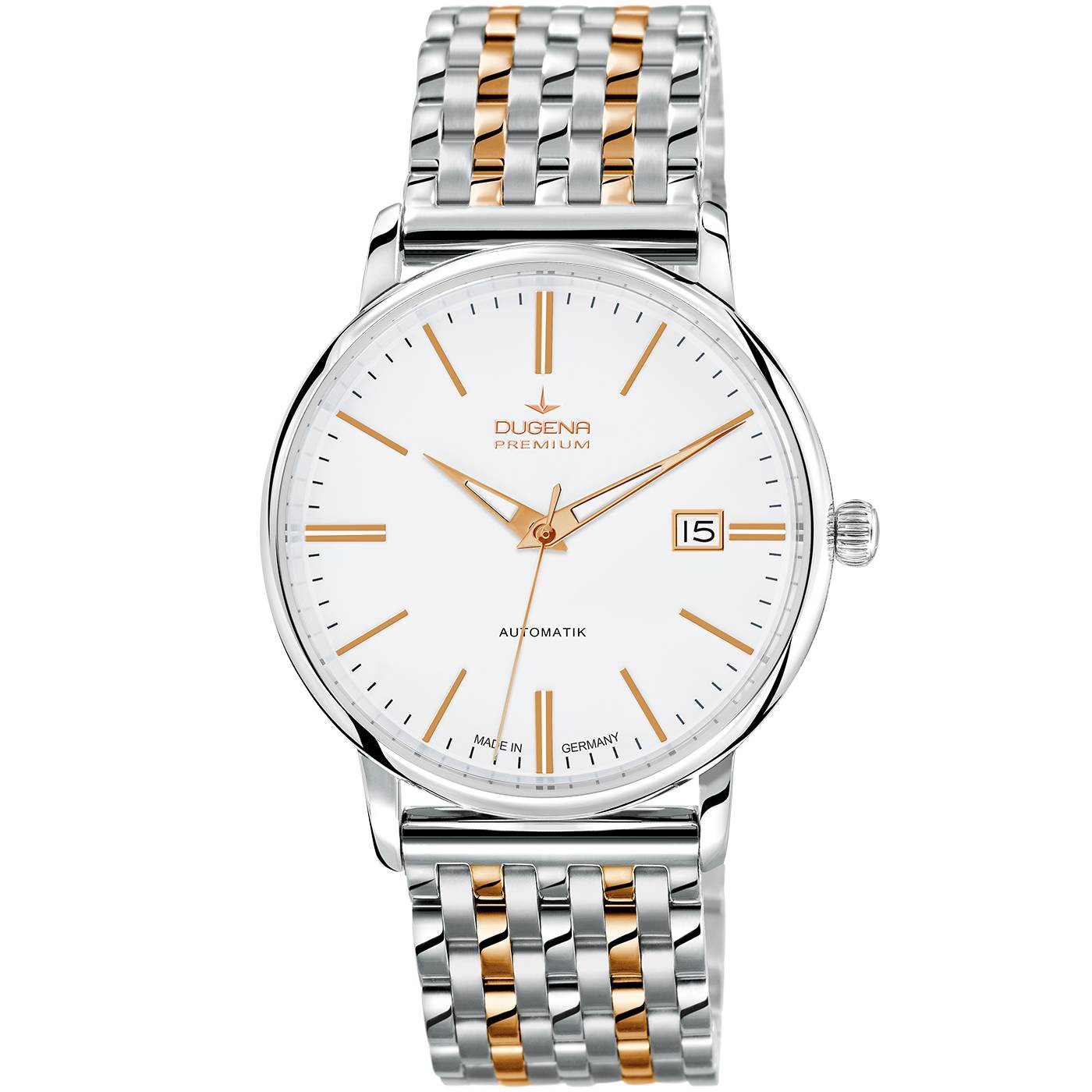 Dugena Herren-Armbanduhr Festa Klassik, Automatik, Edelstahlgehäuse, Saphirglas, 5 bar